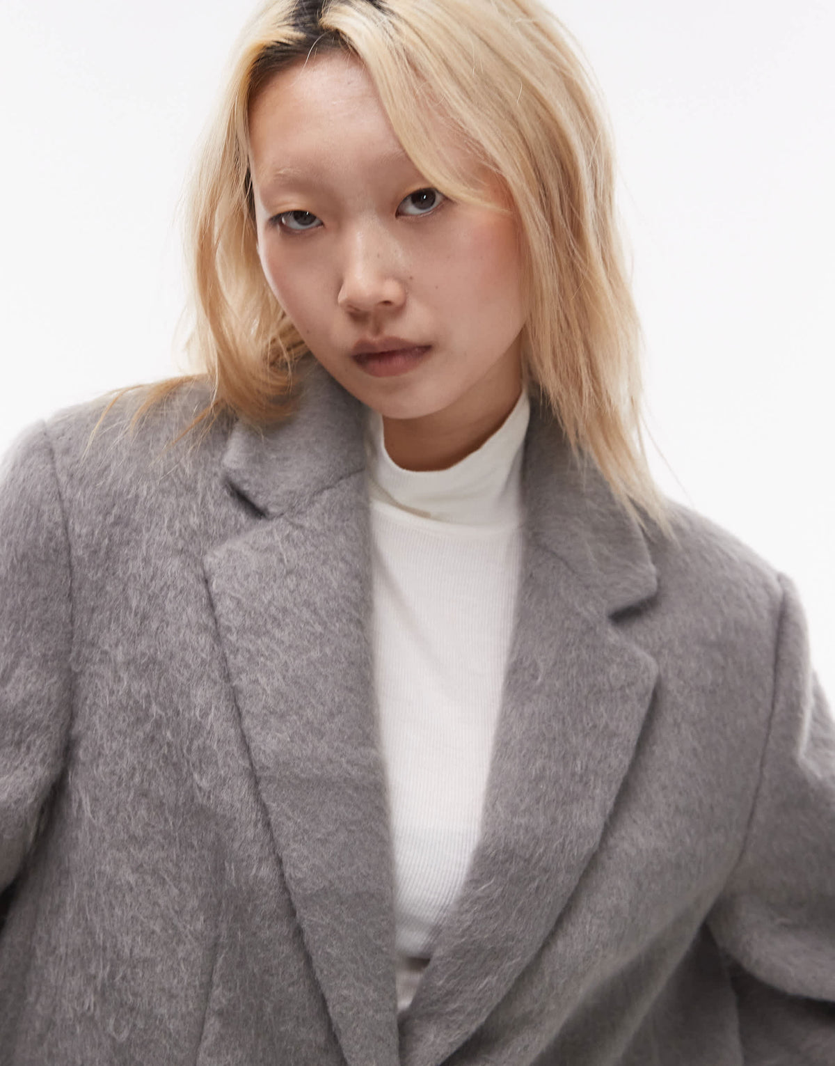 Topshop Petite brushed wool blazer in grey
