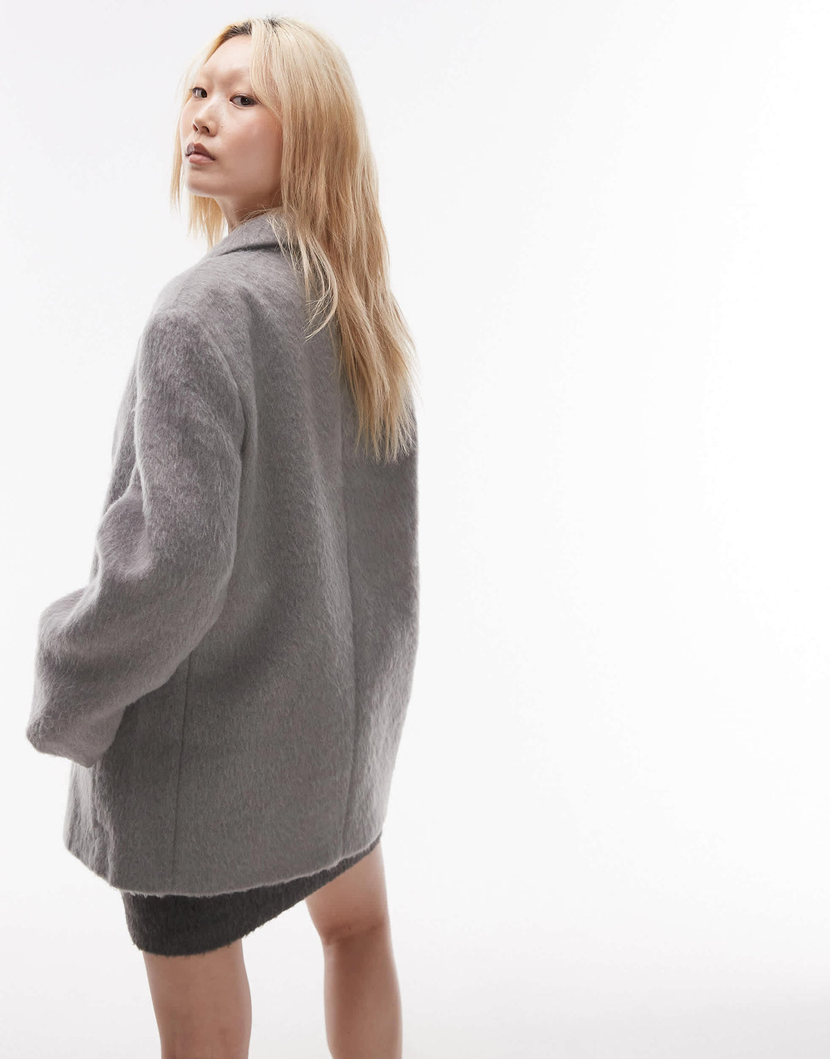 Topshop Petite brushed wool blazer in grey
