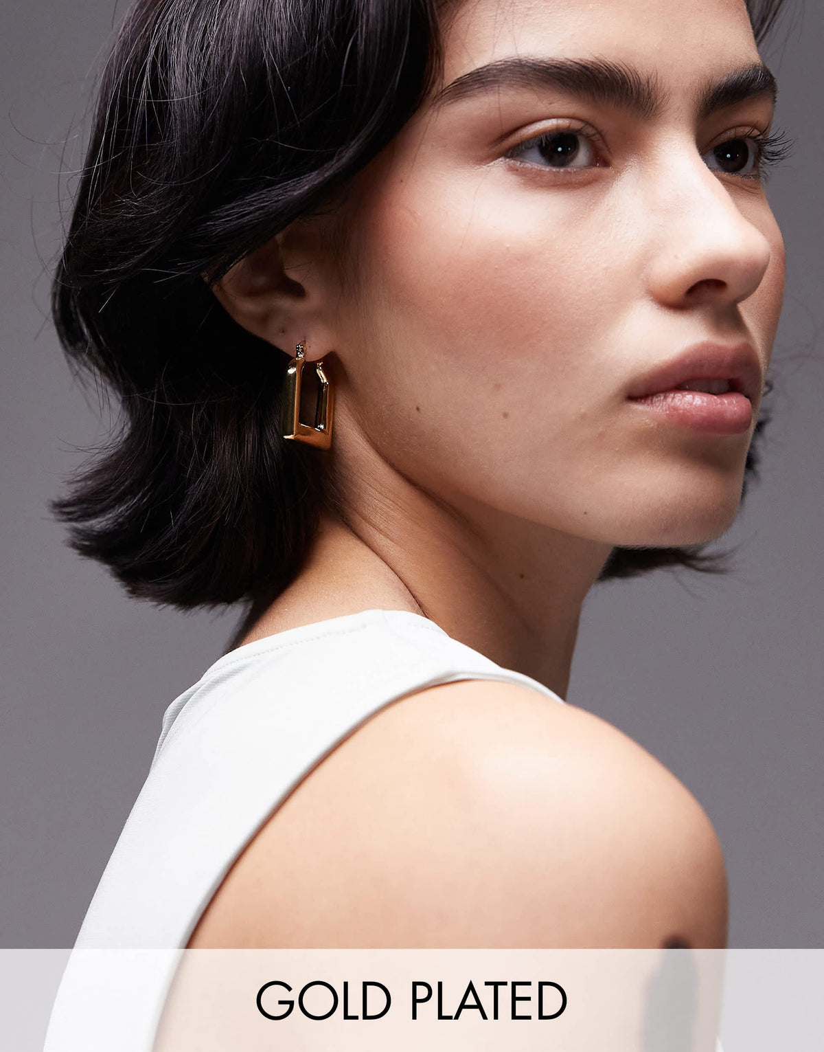 Topshop Elodie square hoop earring in 14k gold plated