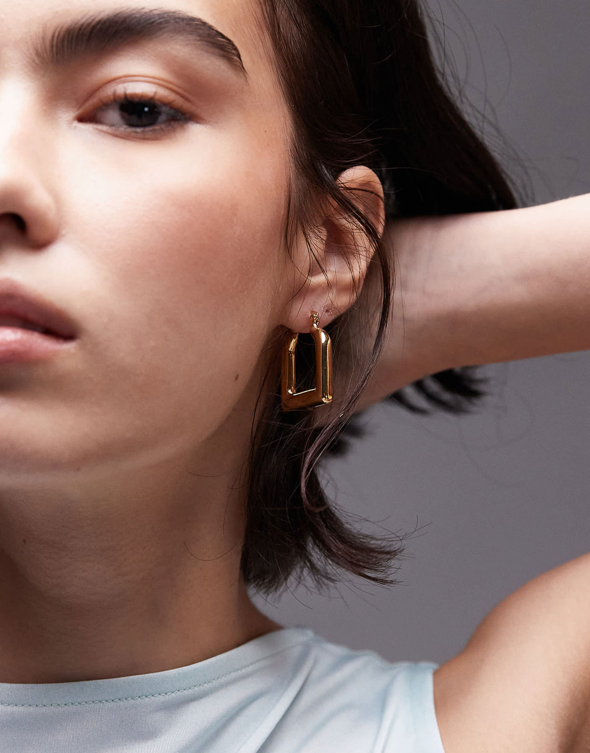 Topshop Elodie square hoop earring in 14k gold plated
