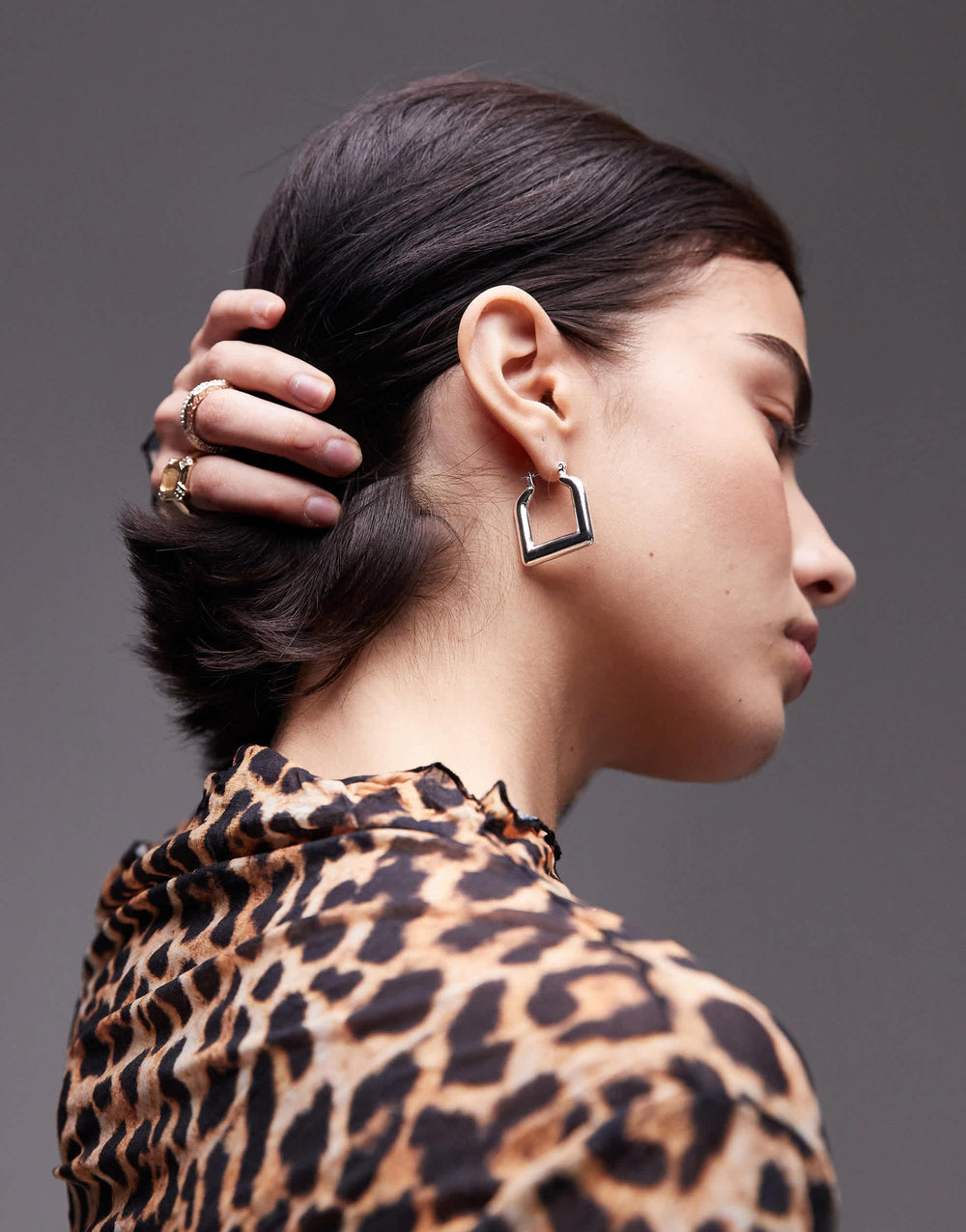 Boucles d'oreilles créoles carrées Elodie de Topshop plaquées argent