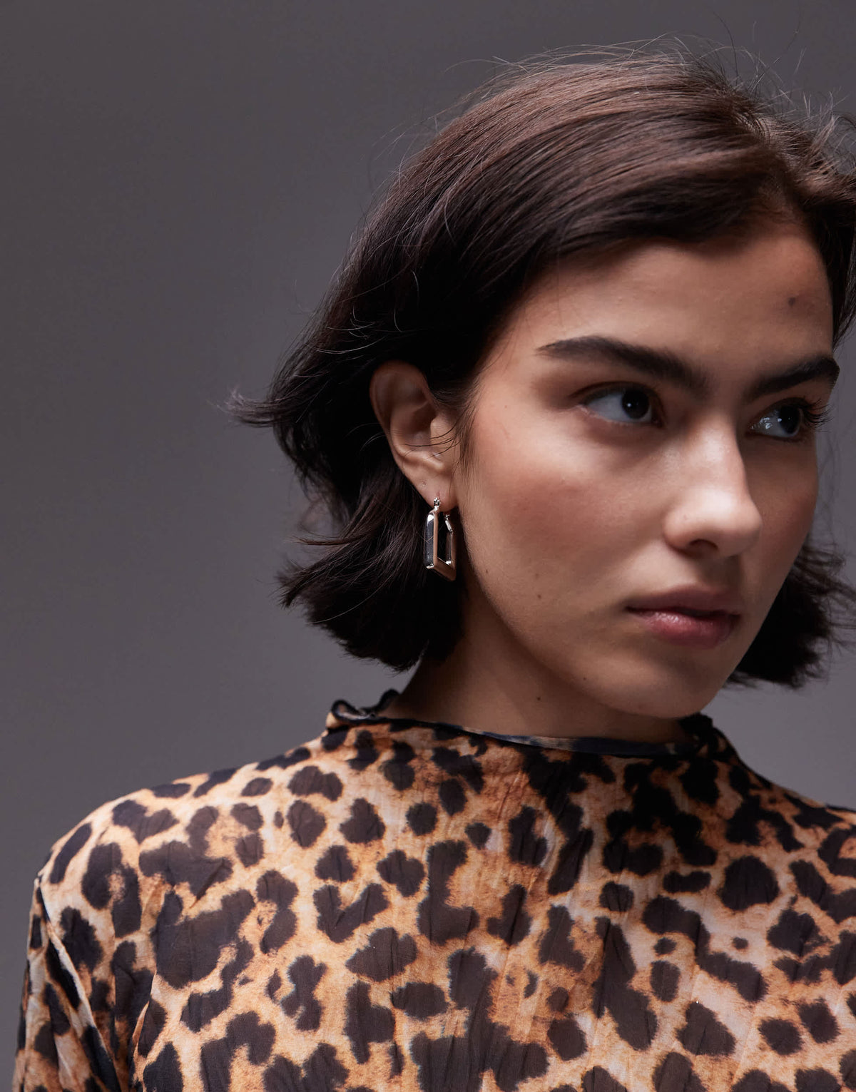Topshop Elodie square hoop earring in silver plated