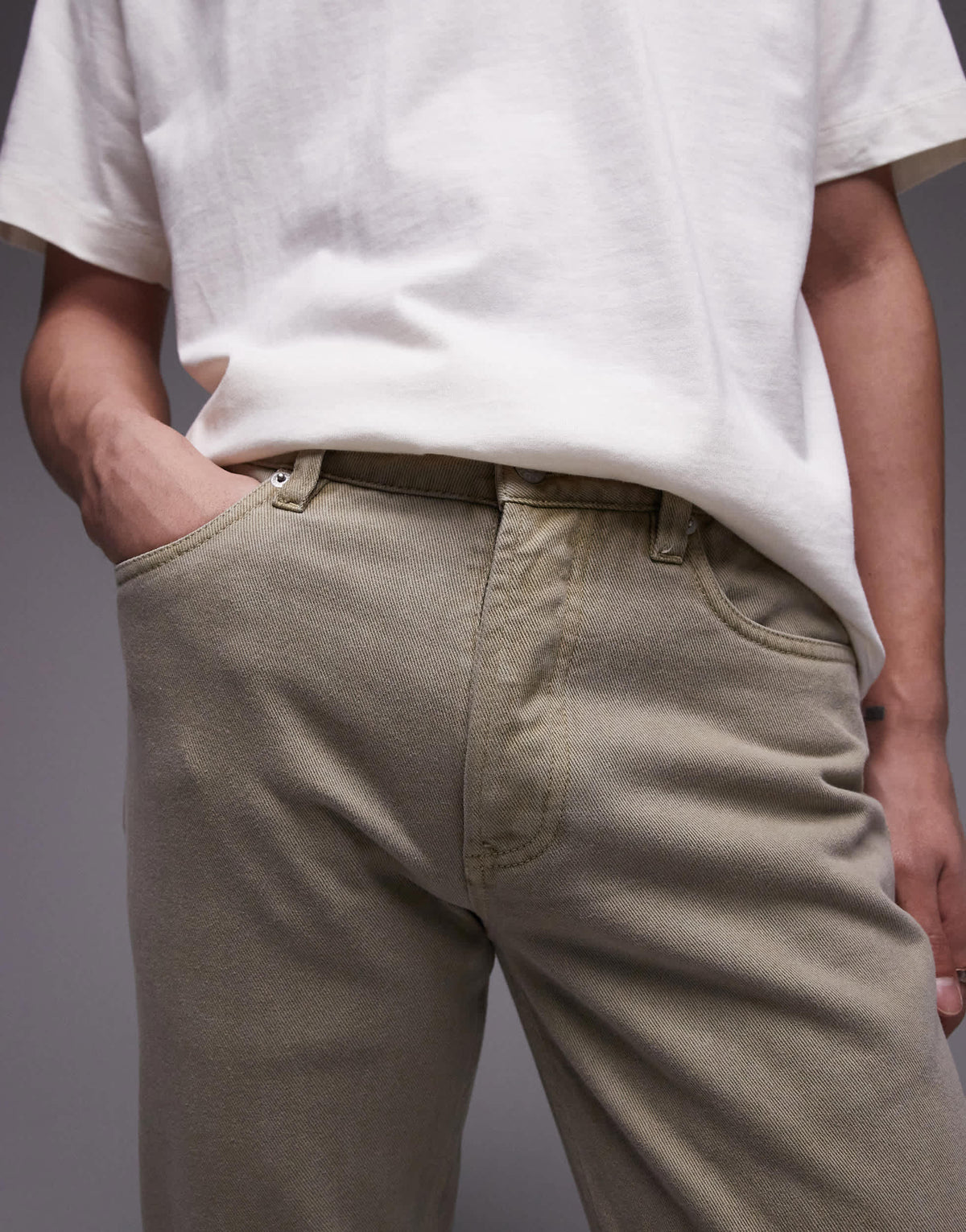Topman straight jeans in khaki 