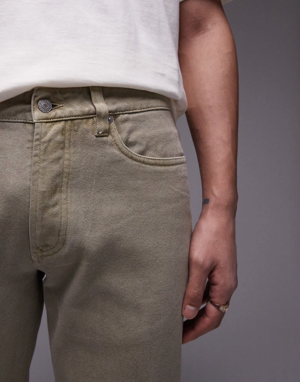 Topman straight jeans in khaki 