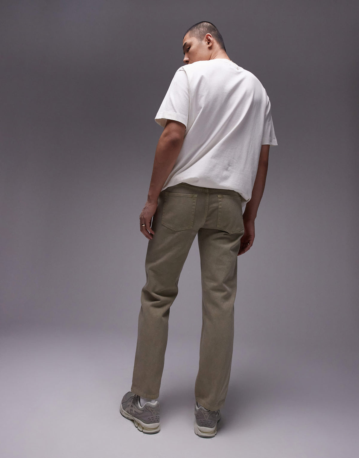 Topman straight jeans in khaki 