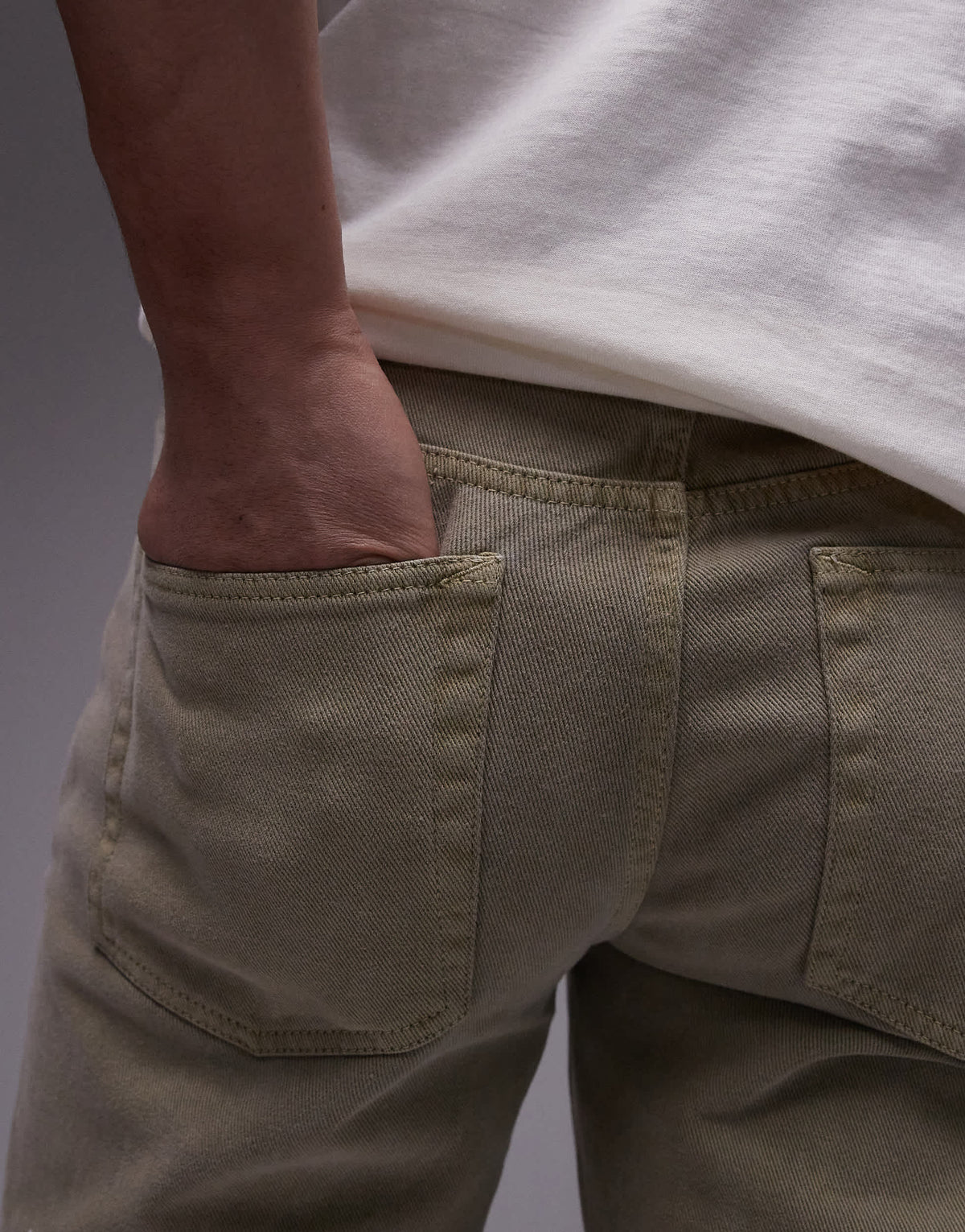 Topman straight jeans in khaki 