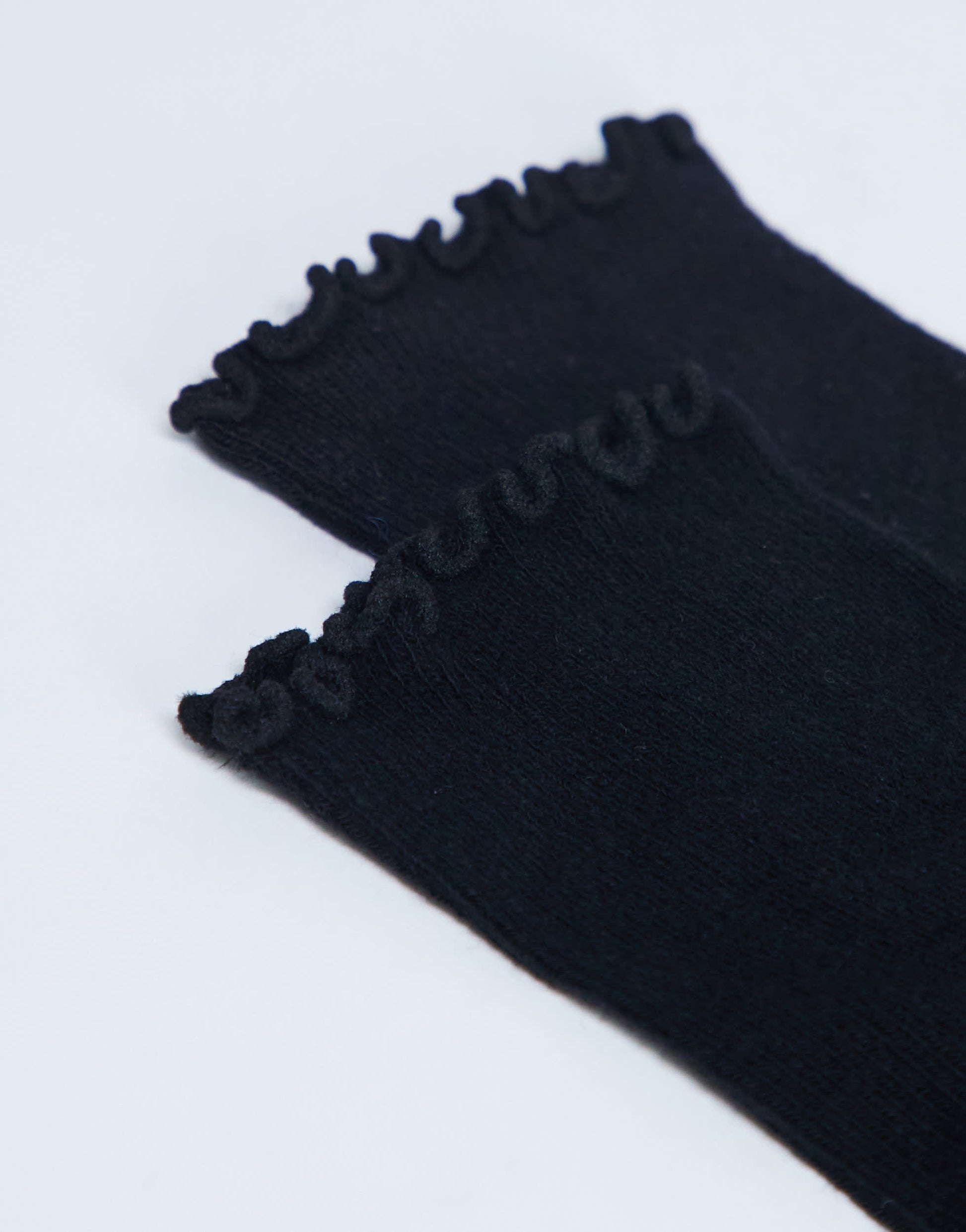 Topshop ribbed frill socks in black