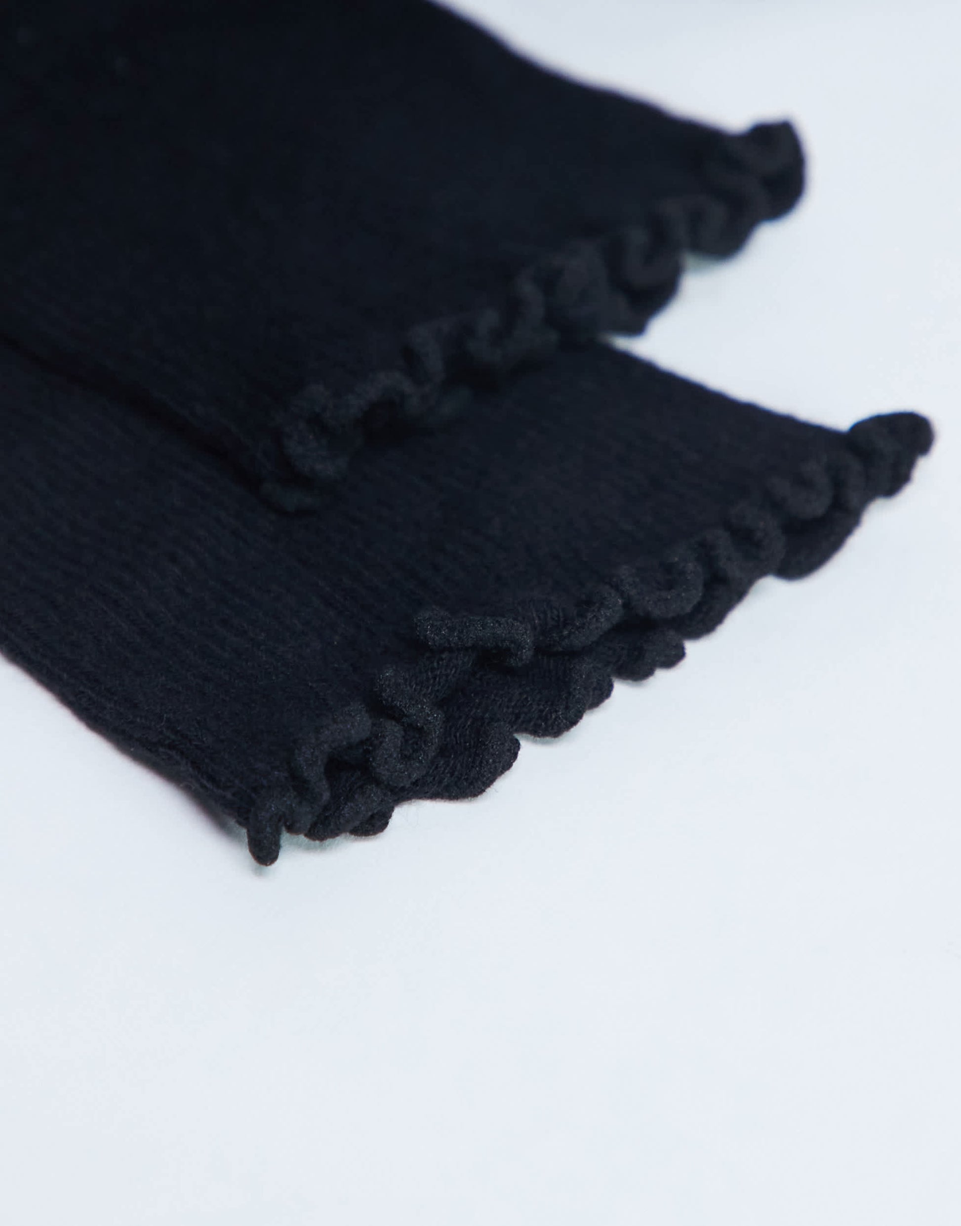 Topshop ribbed frill socks in black