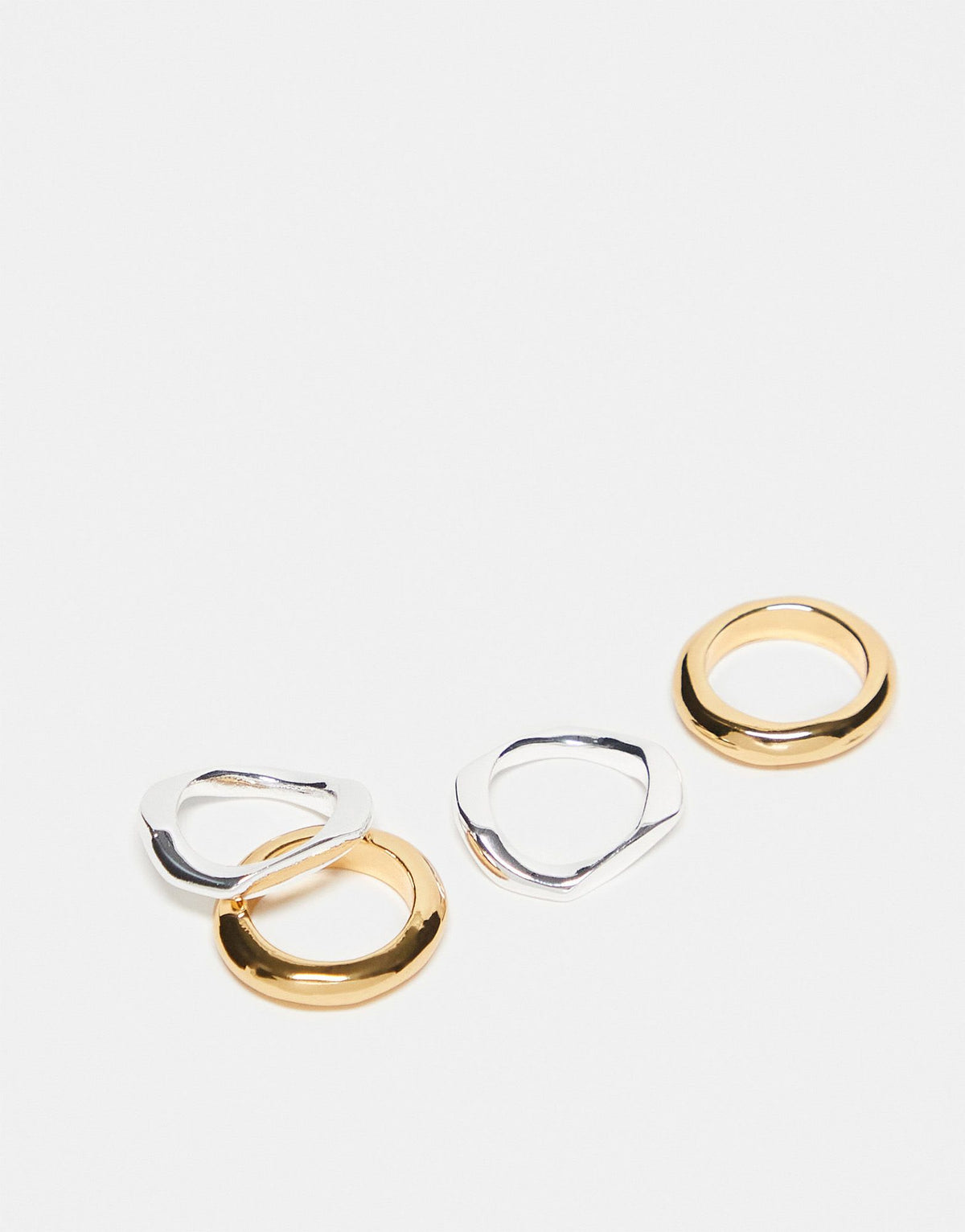 Topshop Rory pack of 4 mixed molten rings in multi plated