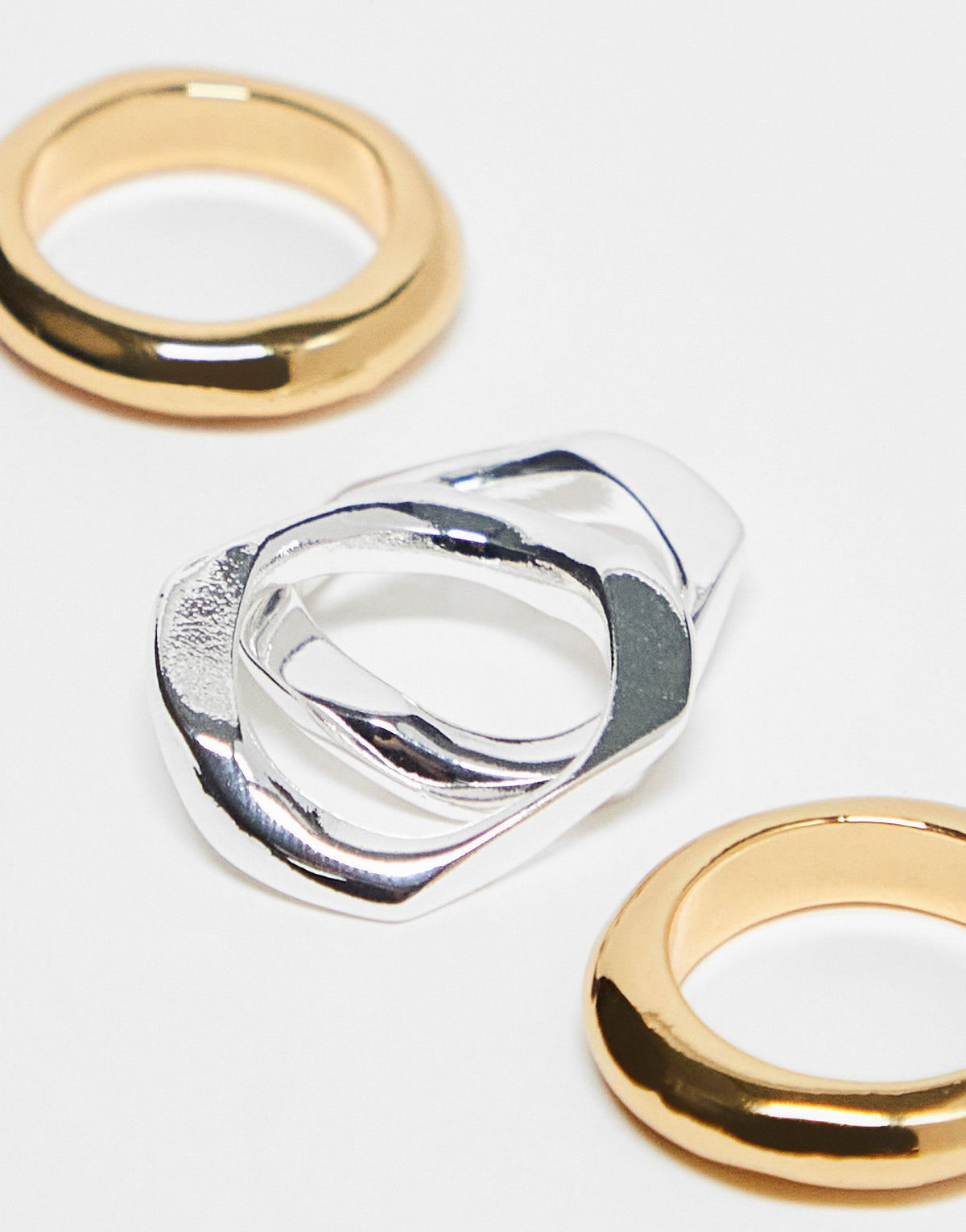 Topshop Rory pack of 4 mixed molten rings in multi plated