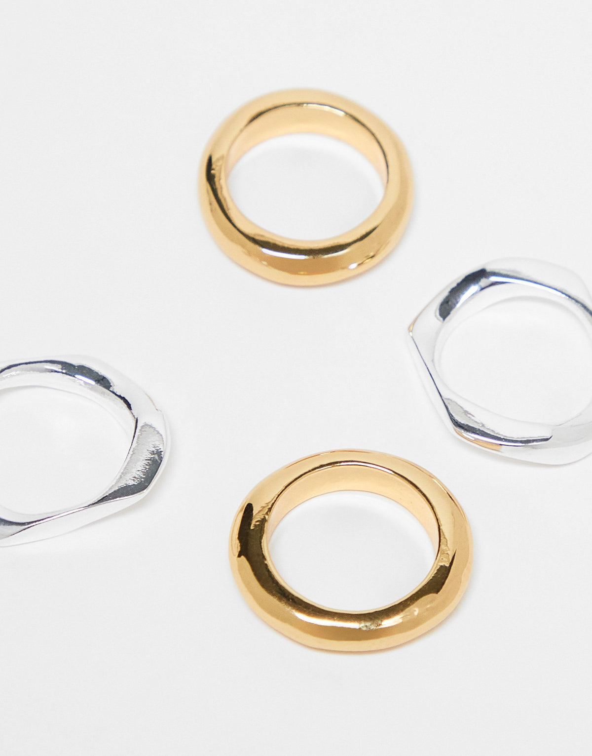 Topshop Rory pack of 4 mixed molten rings in multi plated