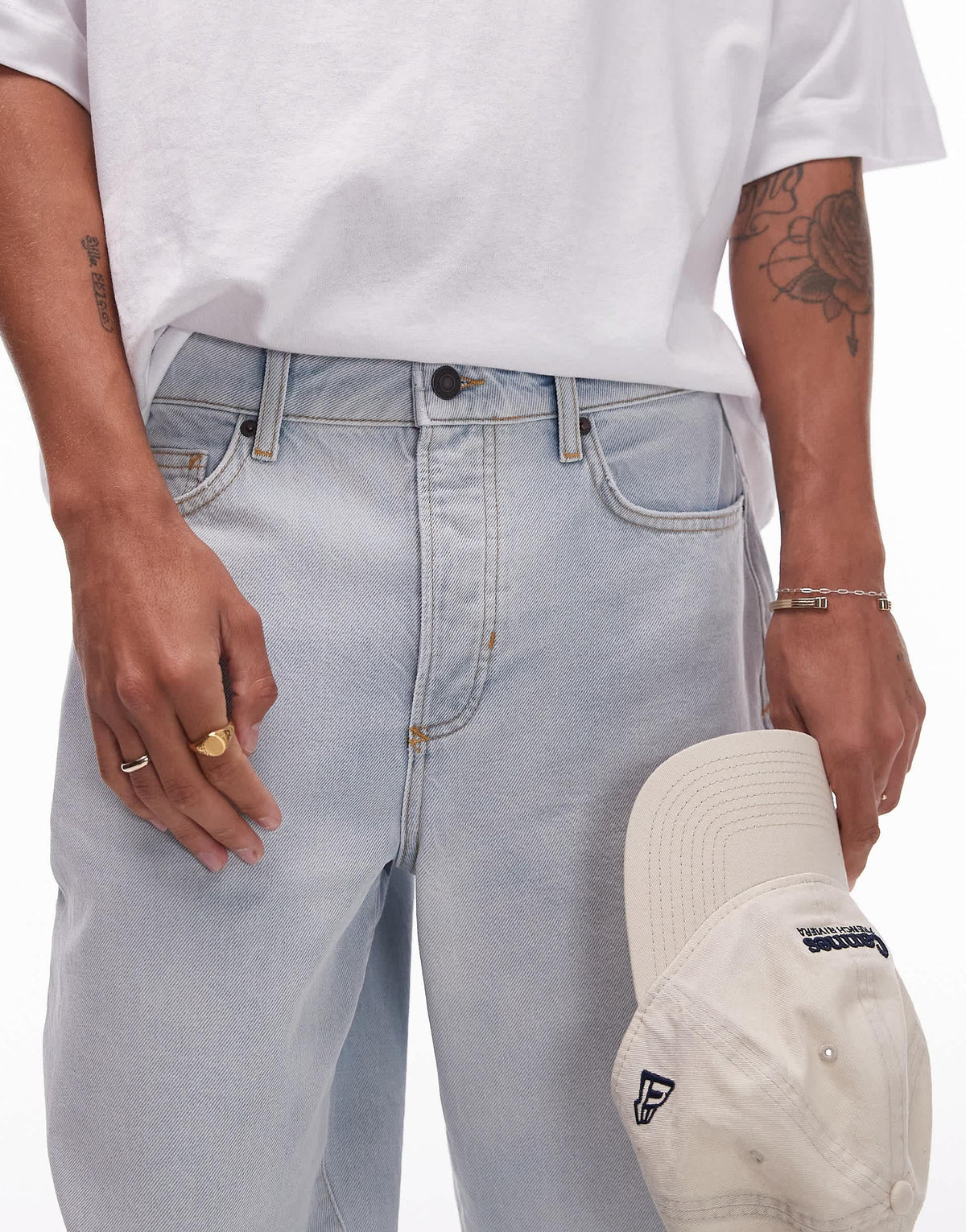 Topman straight jeans in bleach wash