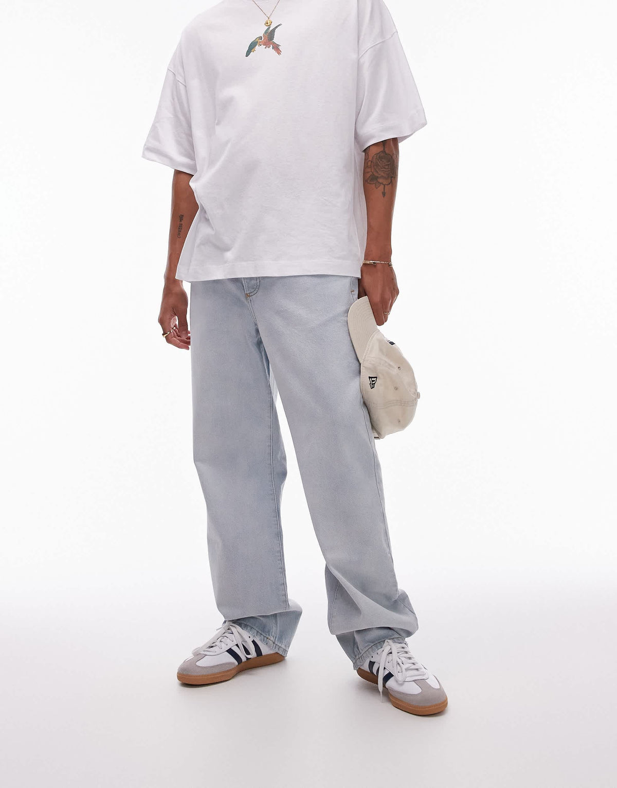 Topman straight jeans in bleach wash