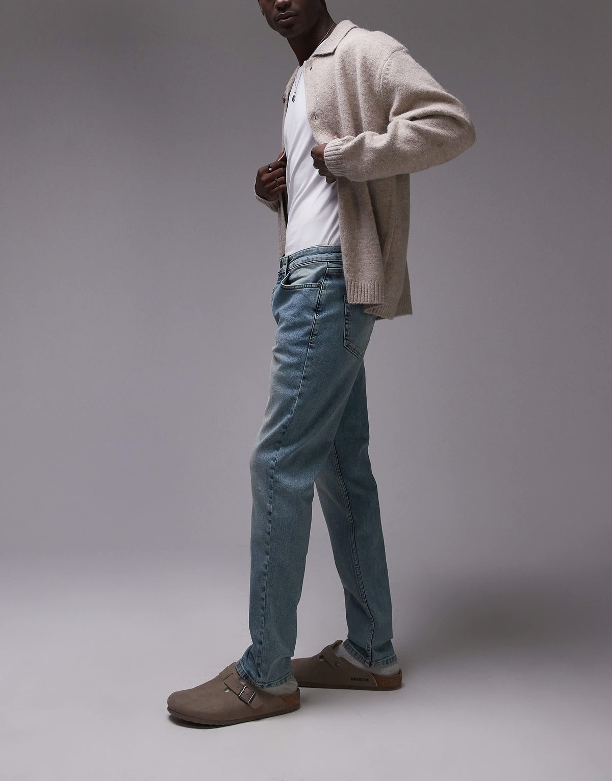 Topman slim jeans in tinted light blue