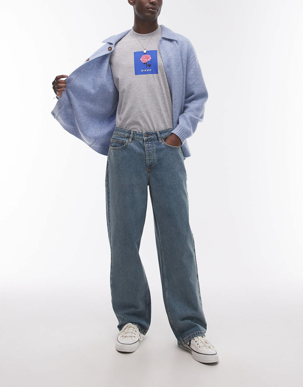 Topman baggy jeans in vintage mid wash