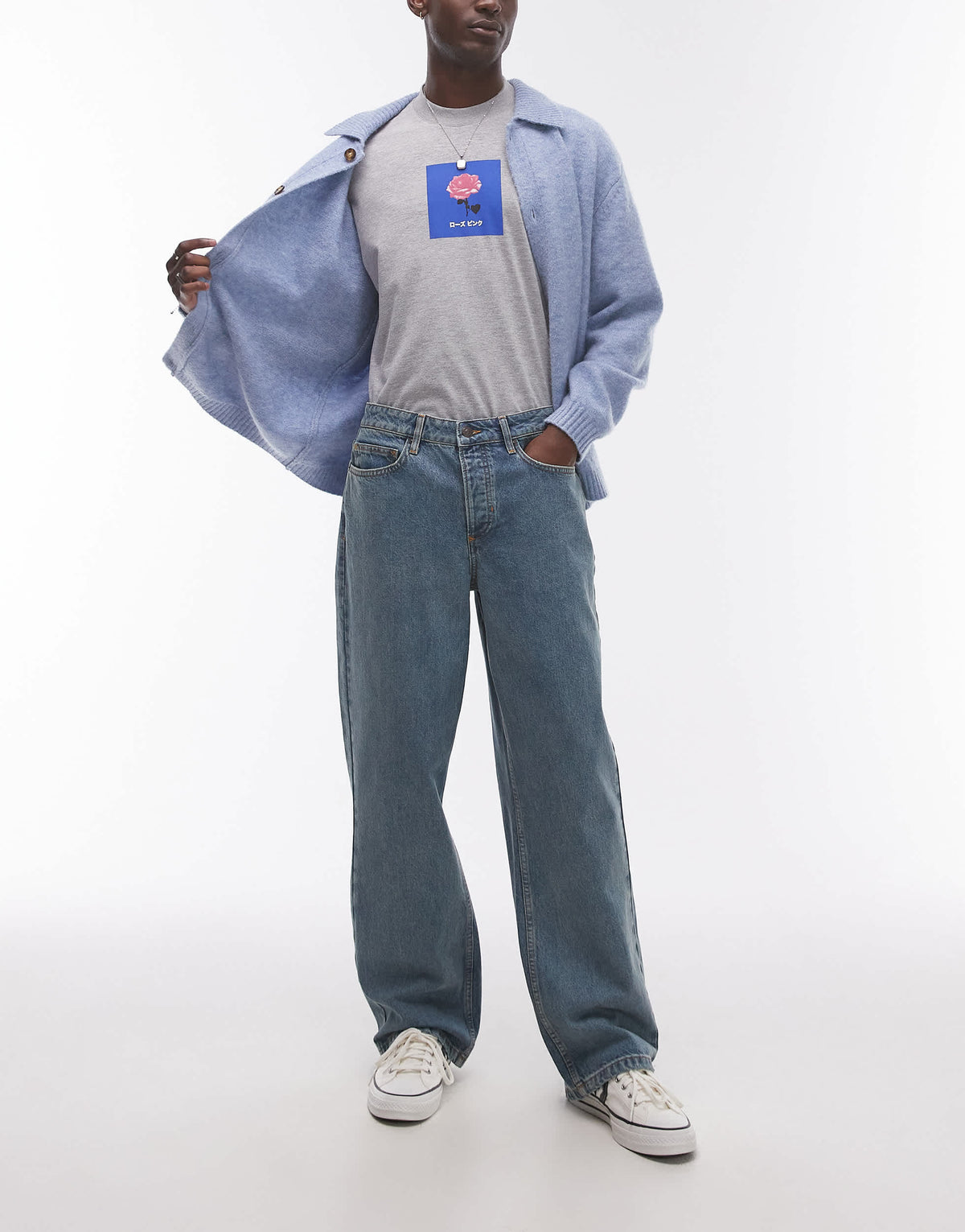 Topman baggy jeans in vintage mid wash