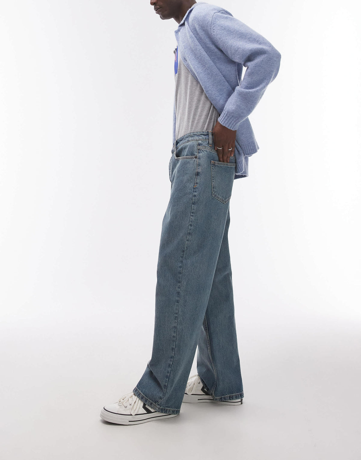 Topman baggy jeans in vintage mid wash