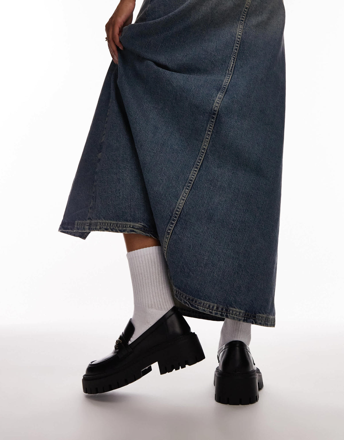 Topshop Cher chunky loafers with gold trim in black