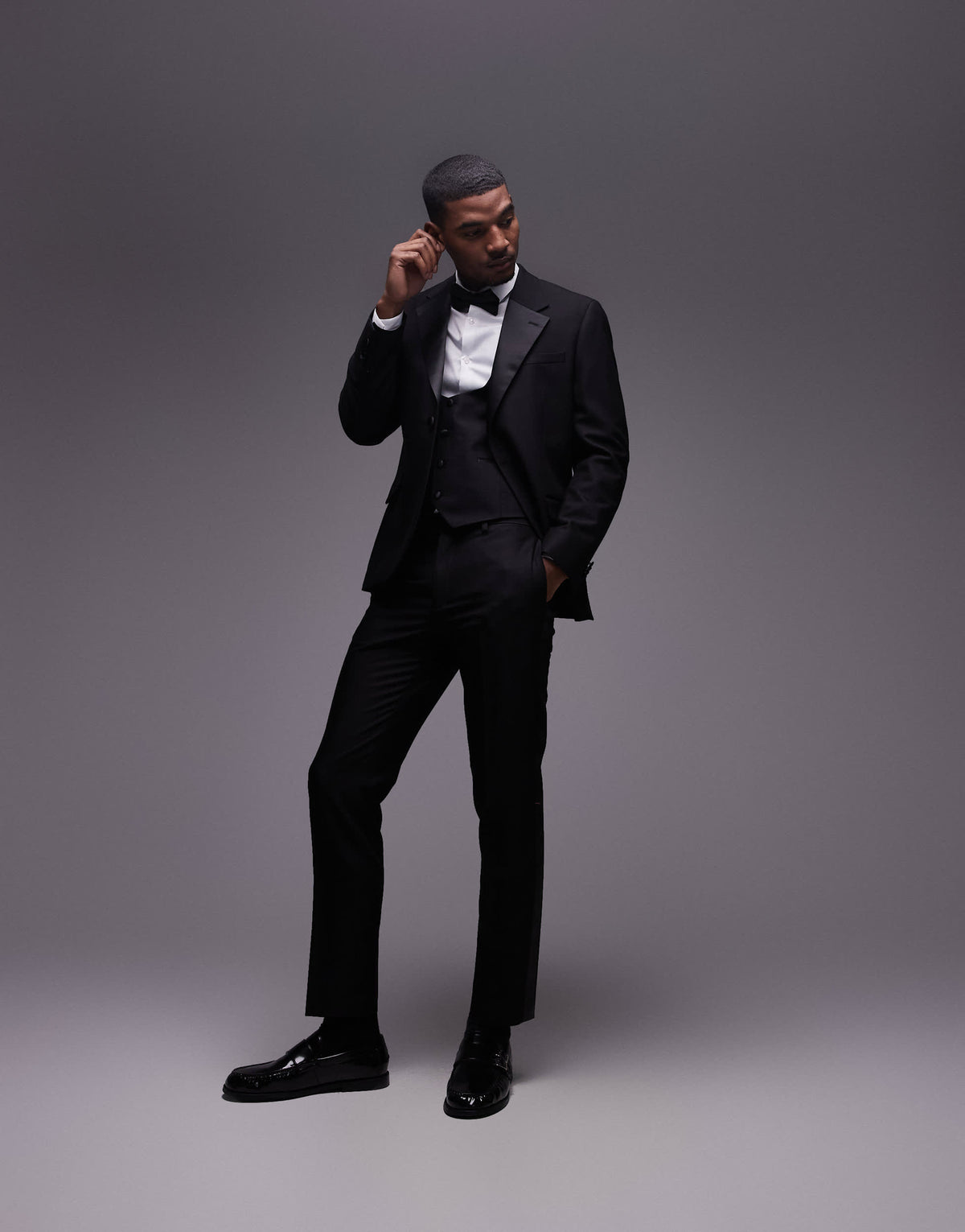 Topman slim tux suit trousers in black