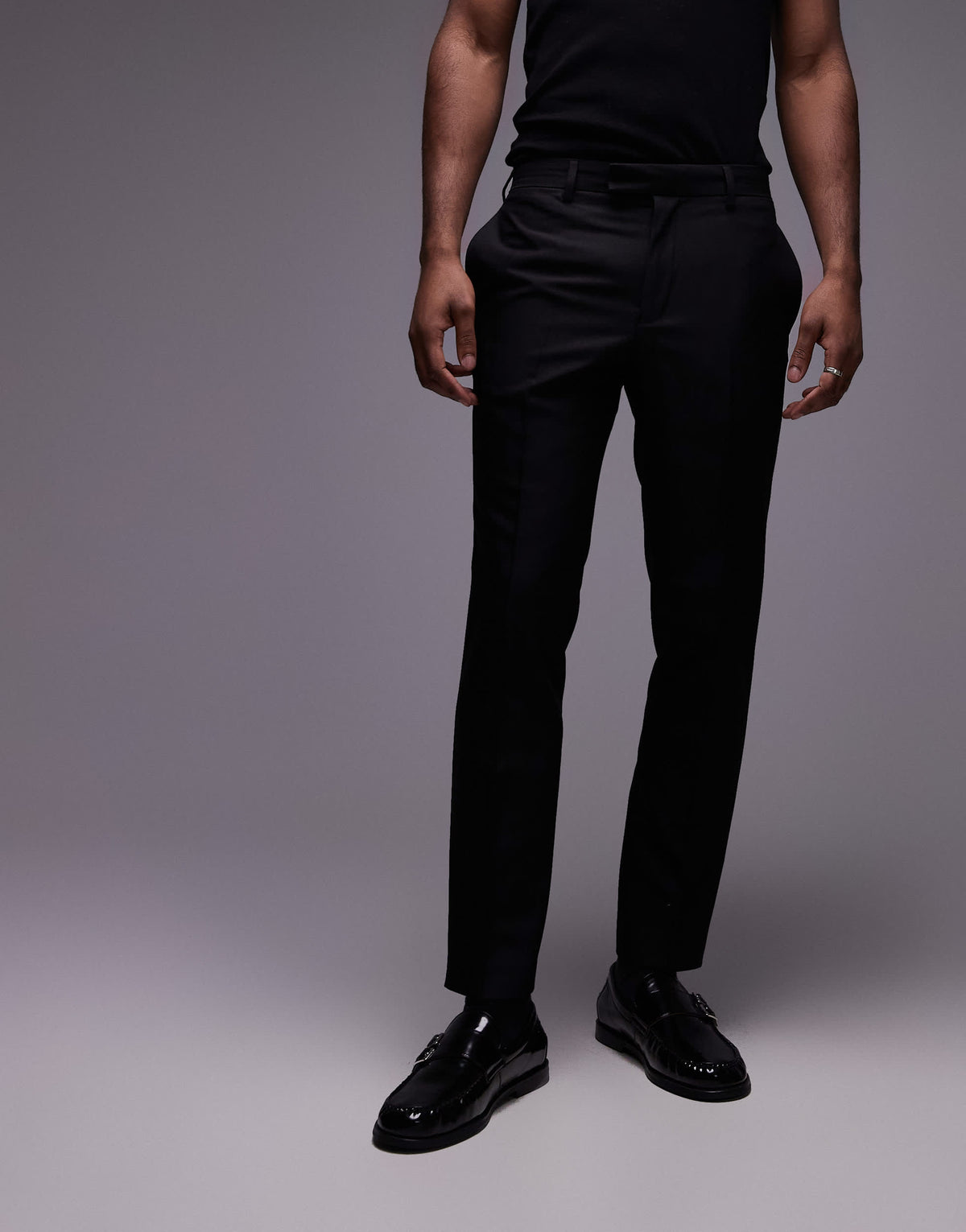 Topman slim tux suit trousers in black