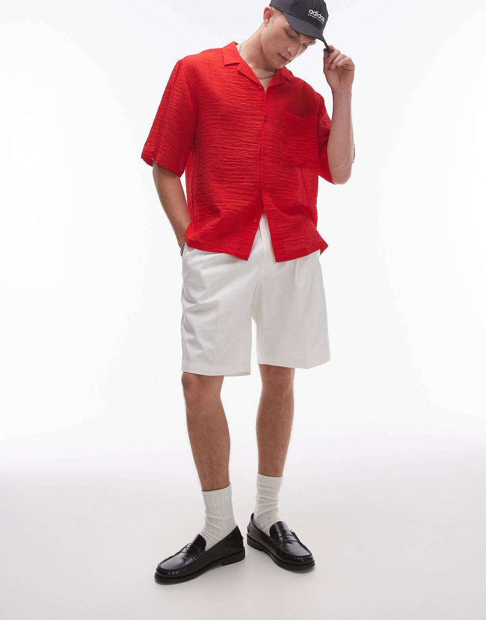 Chemise de vacances transparente à manches courtes Topman rouge