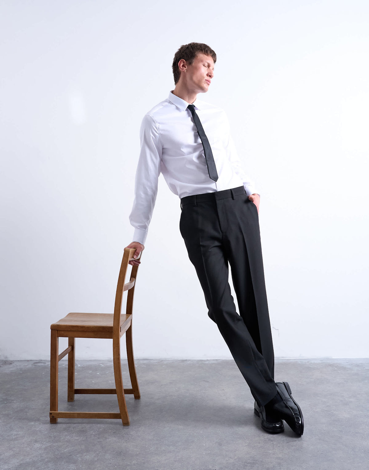 Topman long sleeve formal slim sateen shirt in white