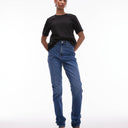 Topshop Tall Mom high rise jean in mid blue