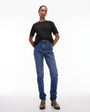 Topshop Tall Mom high rise jean in mid blue