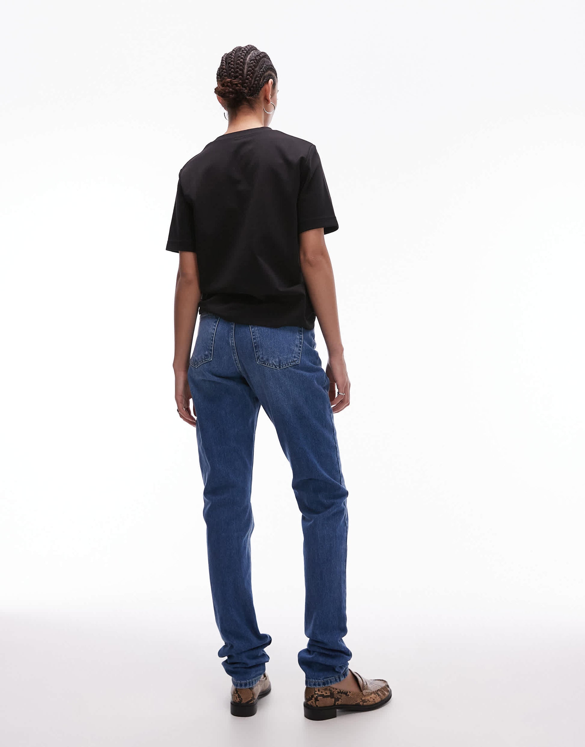 Topshop Tall Mom high rise jean in mid blue