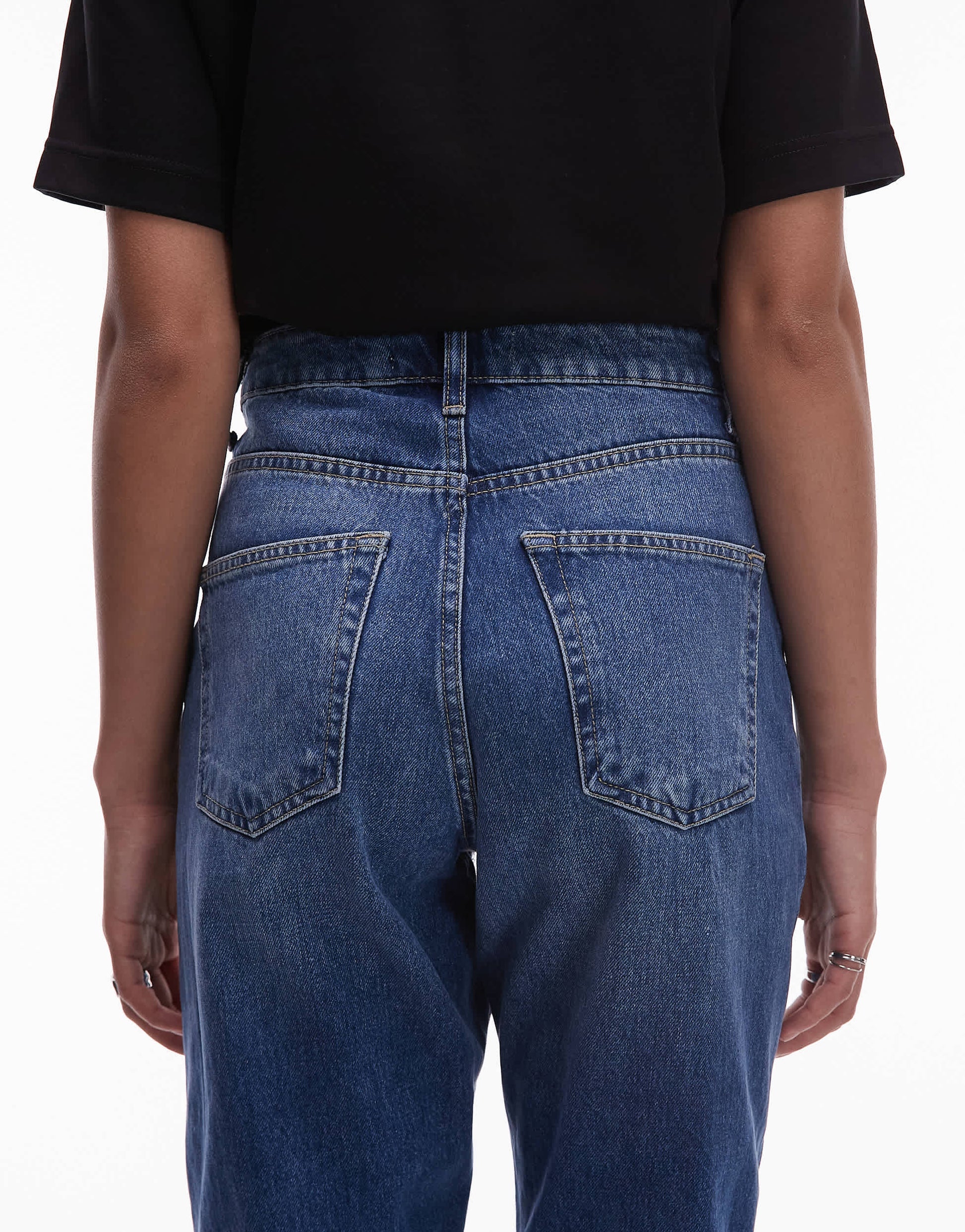 Topshop Tall Mom high rise jean in mid blue