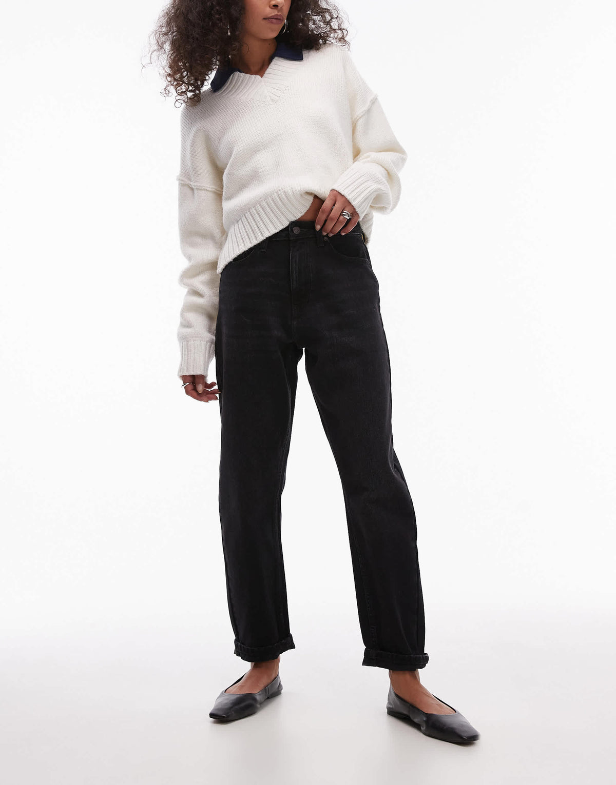 Topshop Original Mom high rise jean in washed black