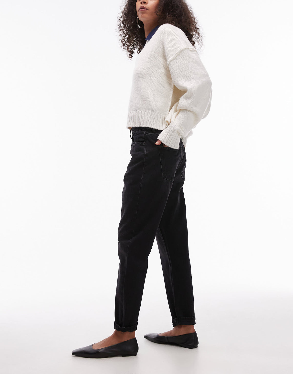 Topshop Original Mom high rise jean in washed black