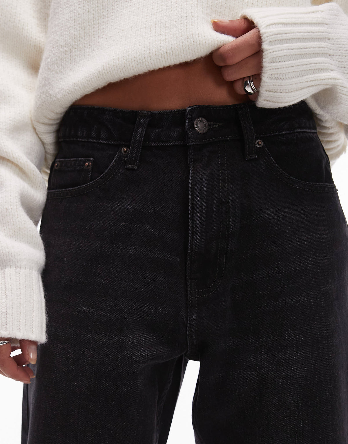 Topshop Original Mom high rise jean in washed black