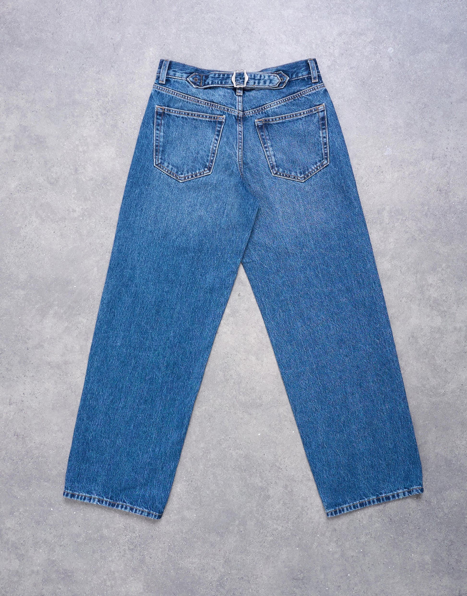 Topshop Cinch low rise relaxed jean in vintage blue