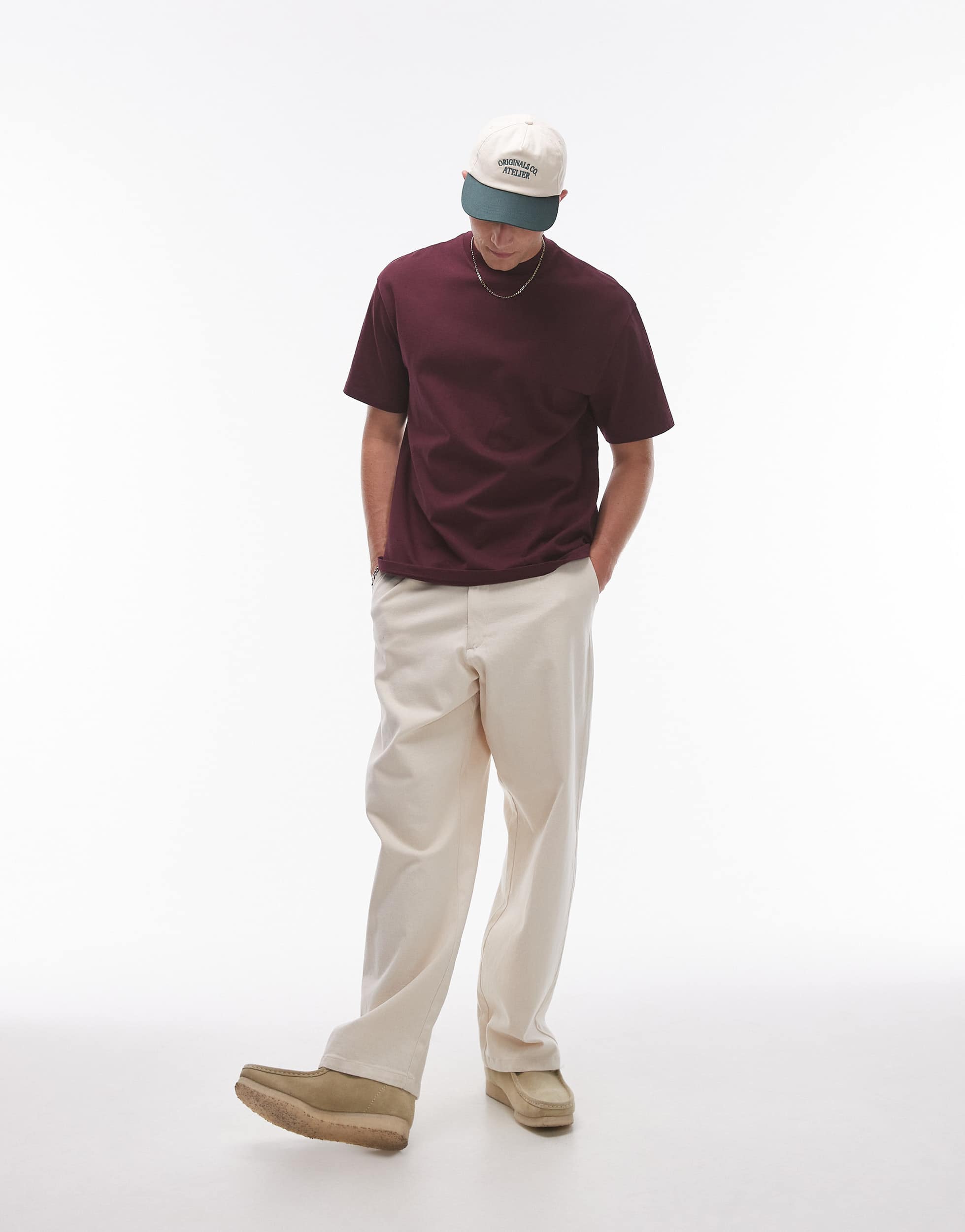 Topman relaxed fit t-shirt in burgundy