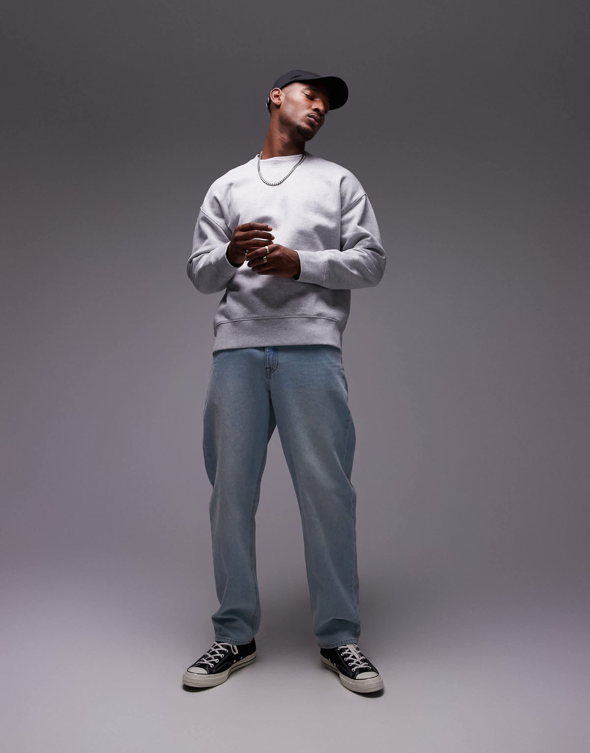 Topman premium heavyweight oversized sweatshirt in grey marl