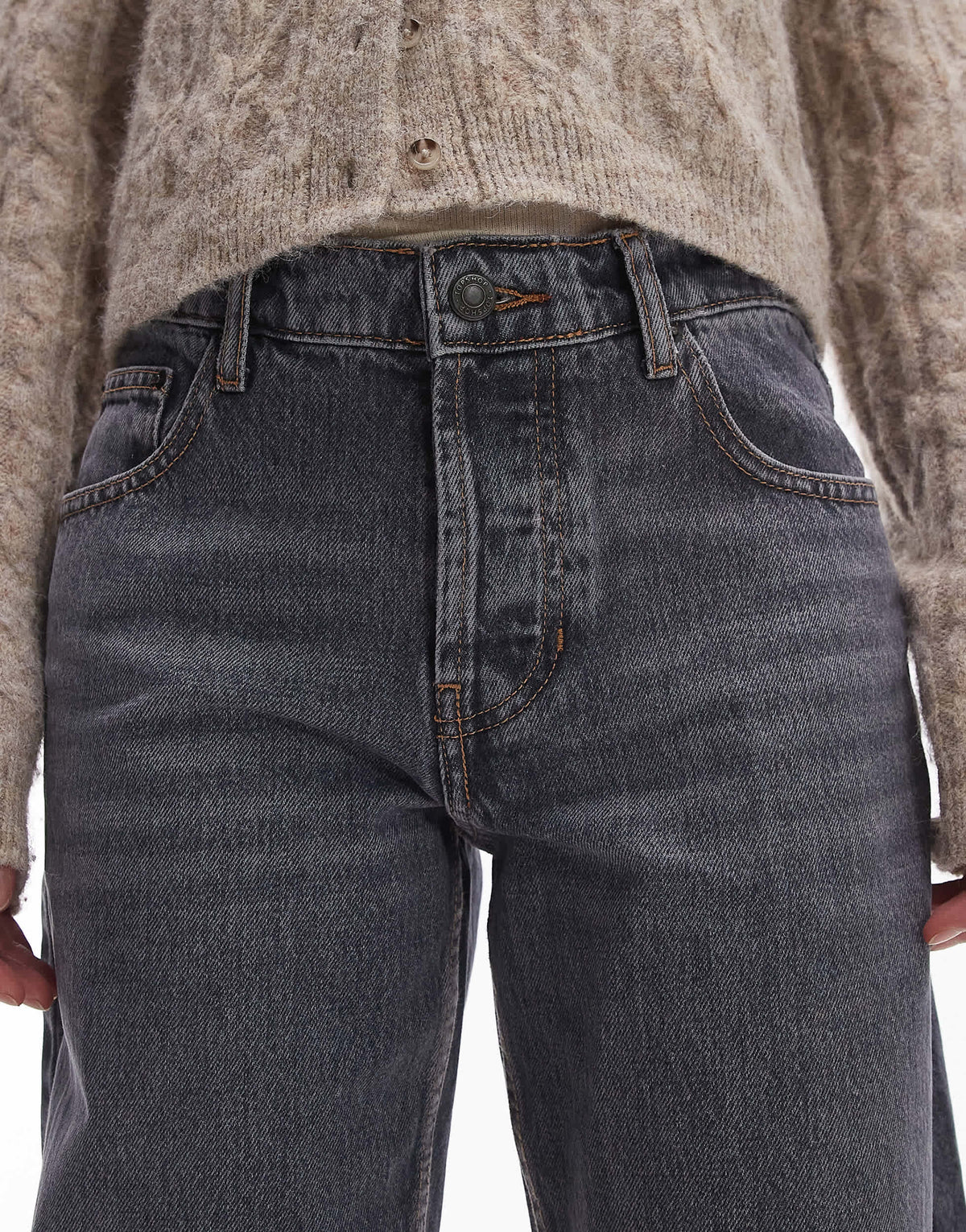 Topshop Ember low rise straight leg jean in grey