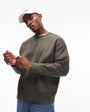 Topman premium heavyweight oversized sweatshirt in khaki
