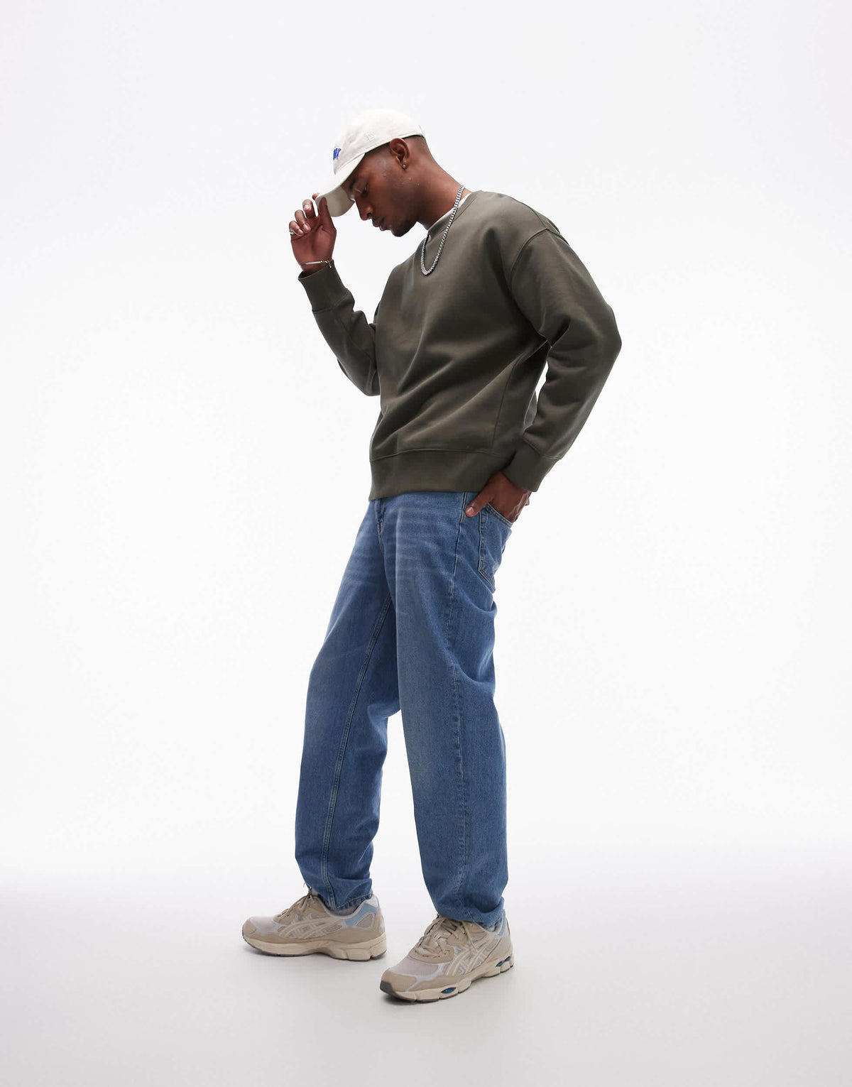 Topman premium heavyweight oversized sweatshirt in khaki