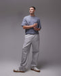 Topman premium heavyweight straight leg jogger in grey marl