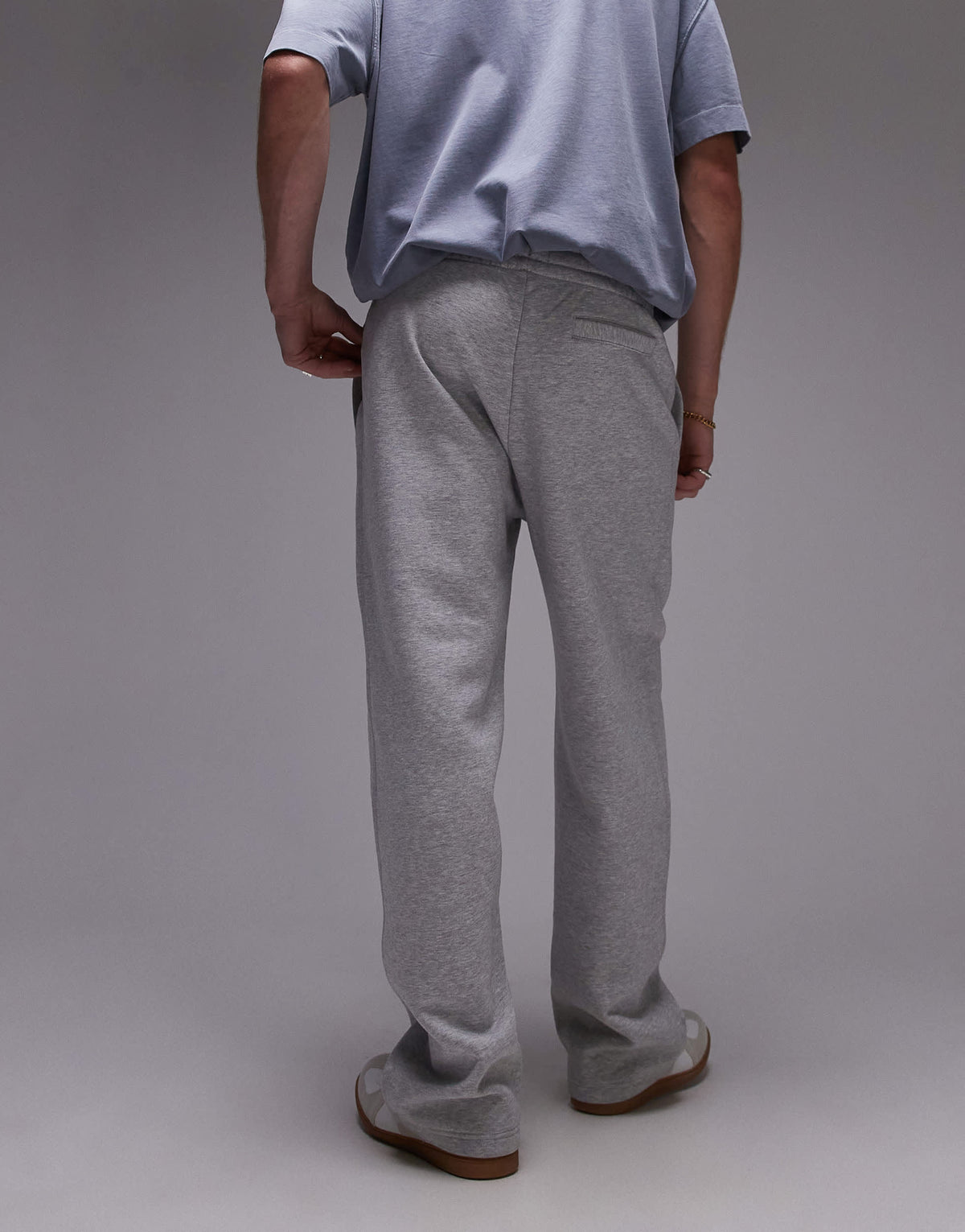 Topman premium heavyweight straight leg jogger in grey marl