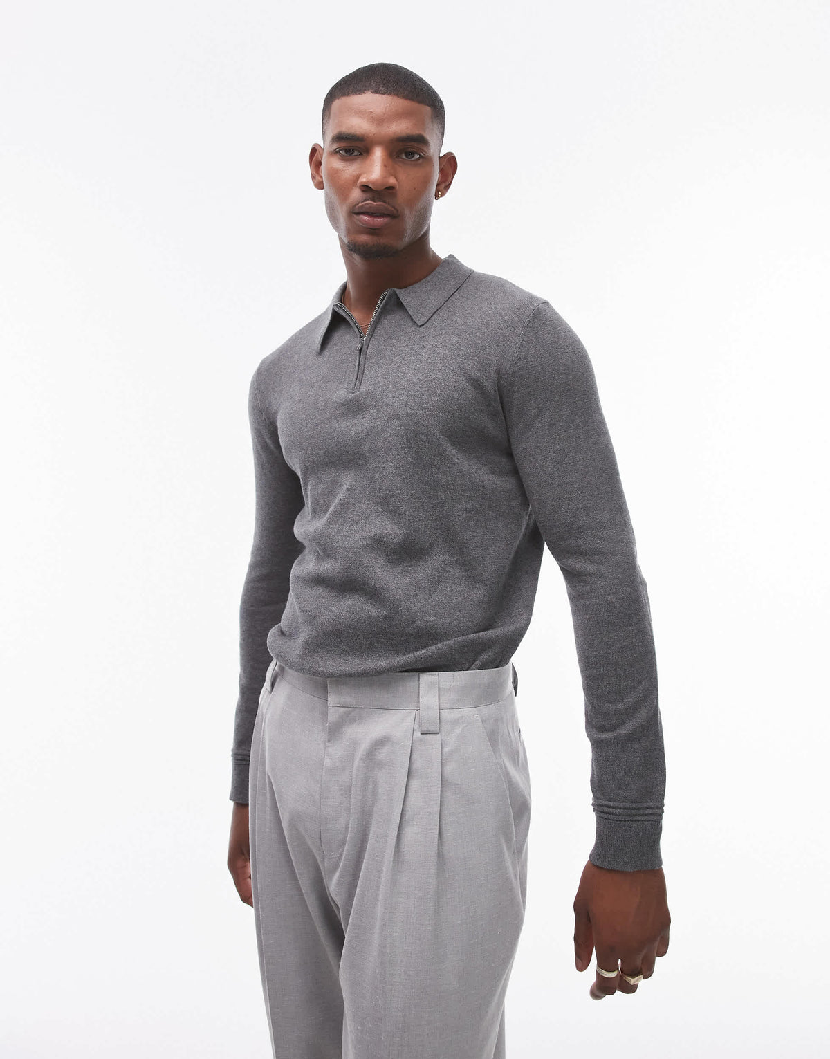 Topman essential polo in charcoal