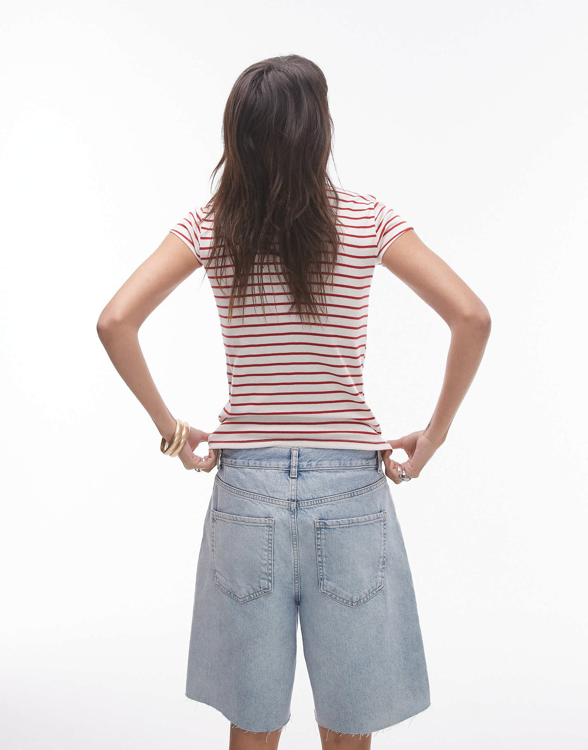 Topshop stripe everyday tee in red 