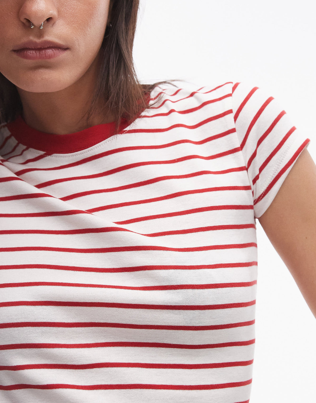 Topshop stripe everyday tee in red 