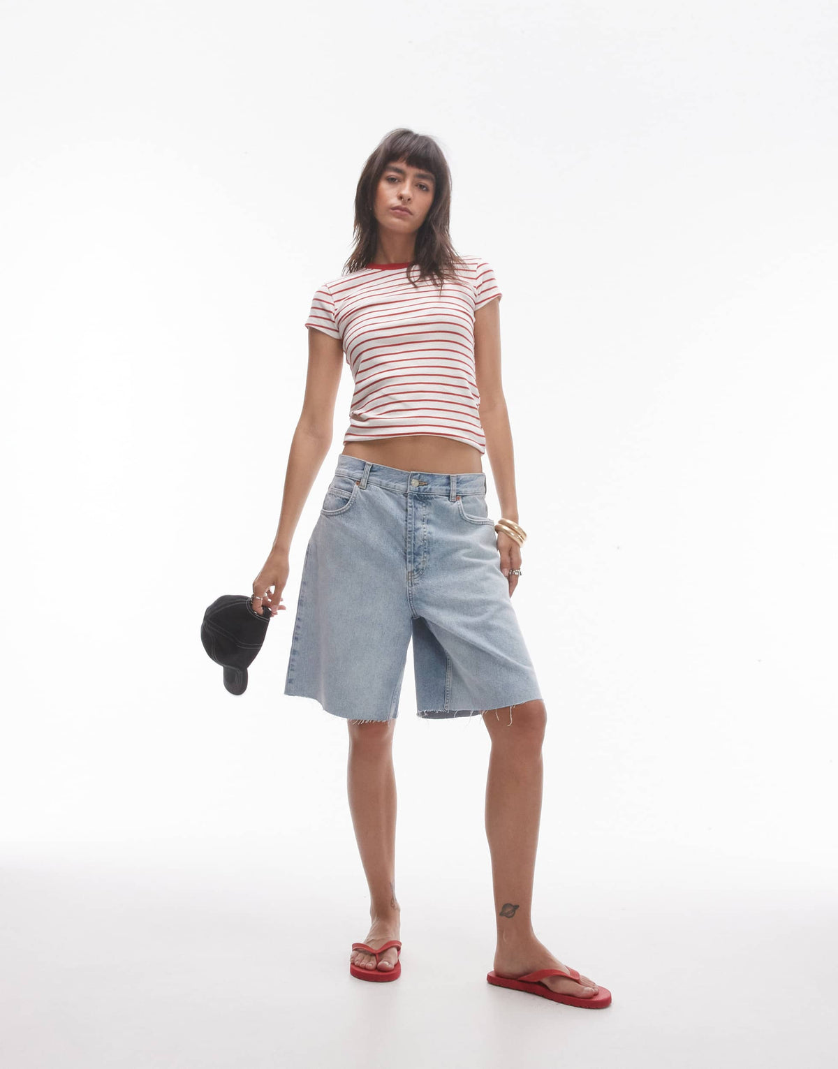 Topshop stripe everyday tee in red 