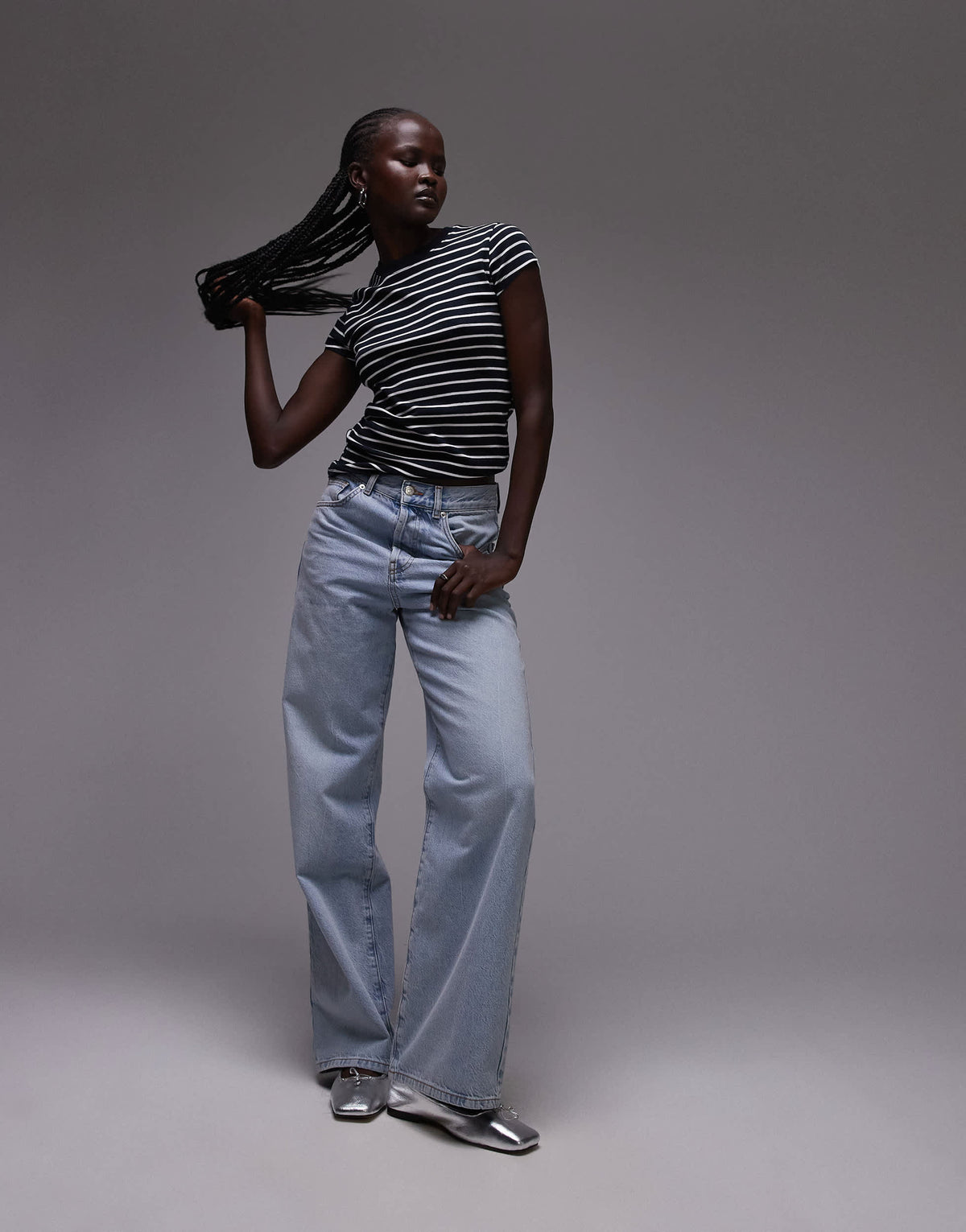 Topshop stripe everyday tee in navy 
