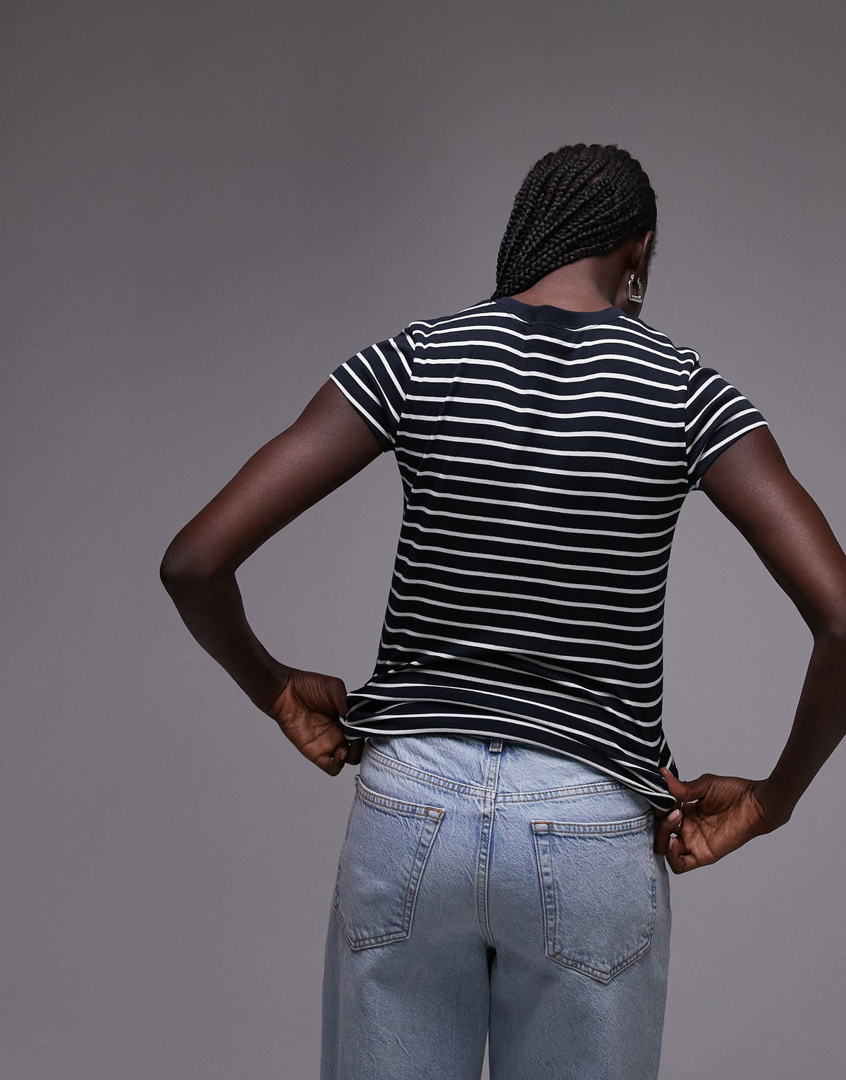 Topshop stripe everyday tee in navy 