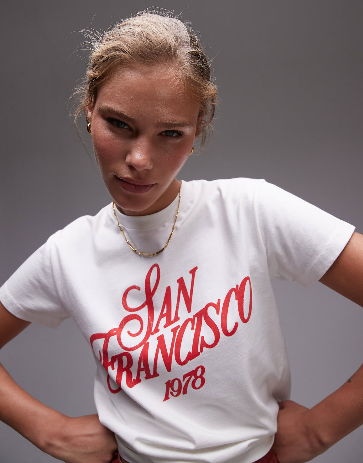 Topshop graphic San Francisco 1978 boxy tee in white