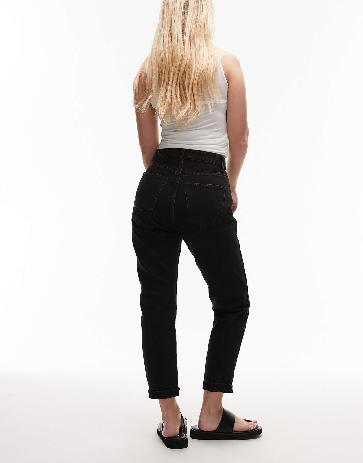Topshop Hourglass Original high rise Mom jeans in washed black