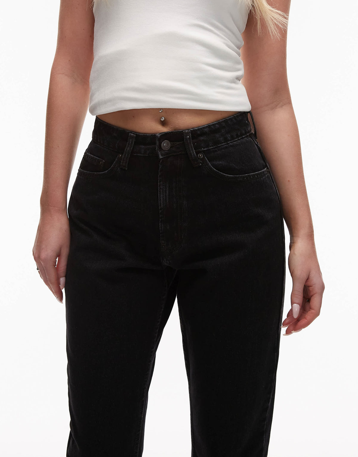Topshop Hourglass Original high rise Mom jeans in washed black